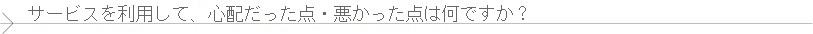 サービスをご利用いただき、心配だった点、悪かった点についてお教えください。